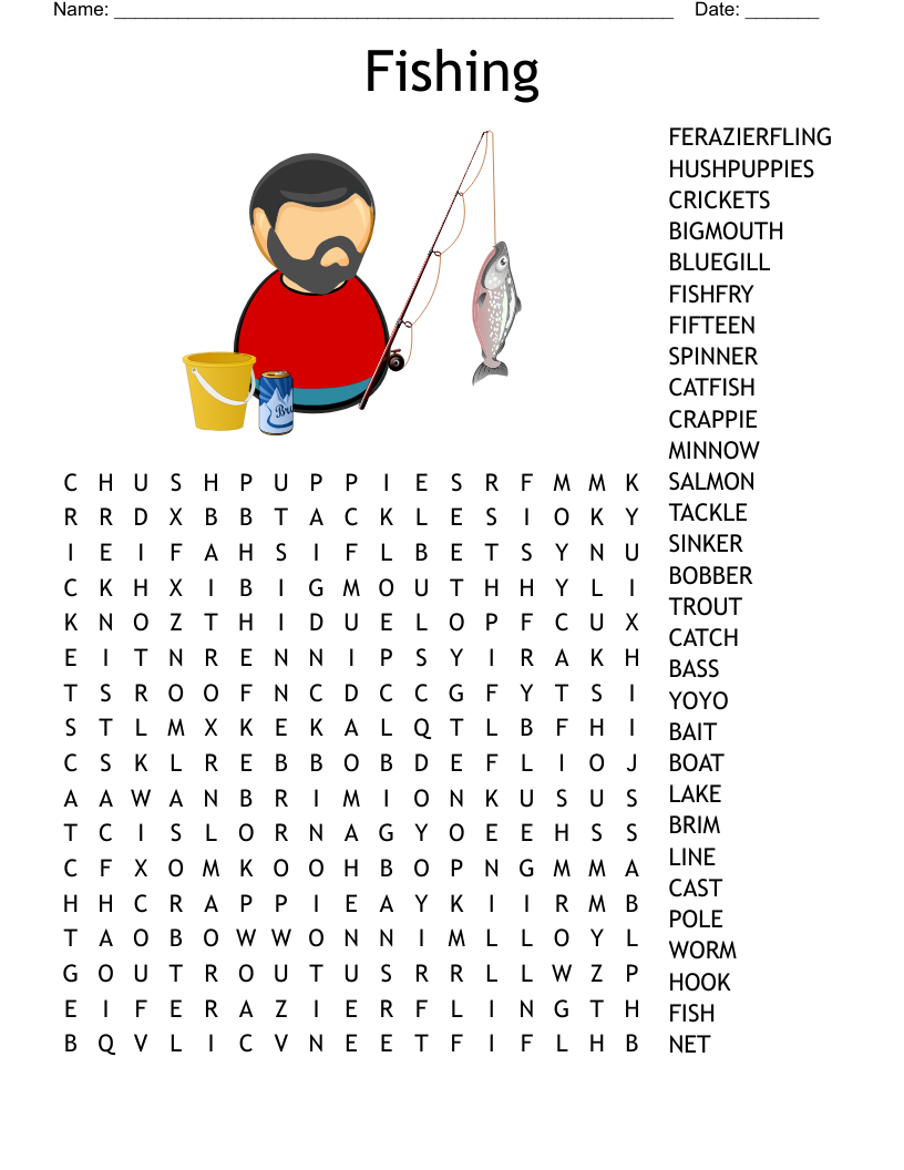 Fishing Word Search WordMint
