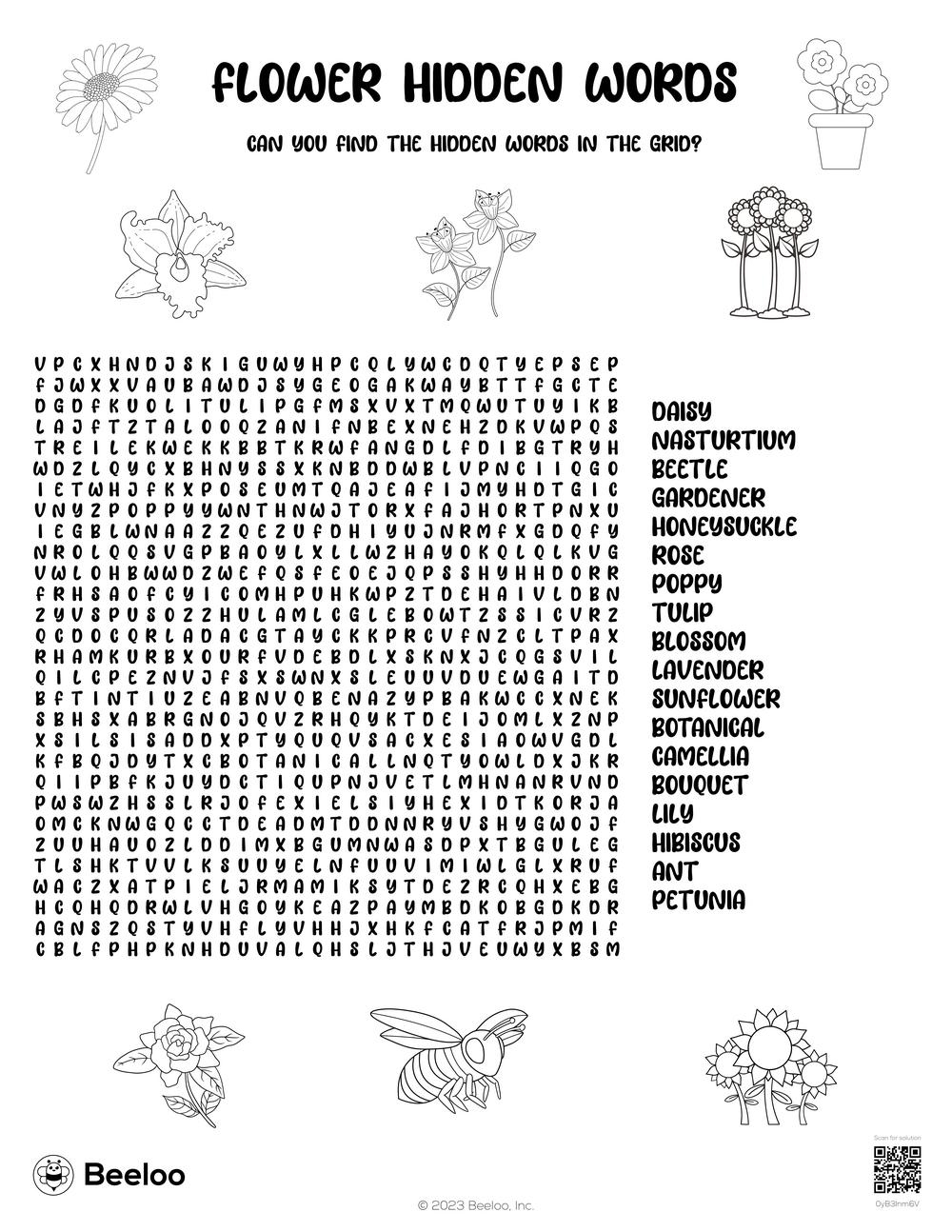 Flower themed Word Searches Beeloo Printable Crafts And 