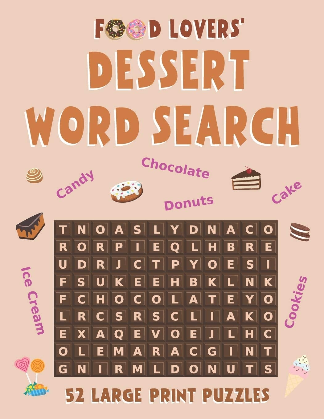 Food Lovers Dessert Word Search 52 Large Print Puzzles Sweet 