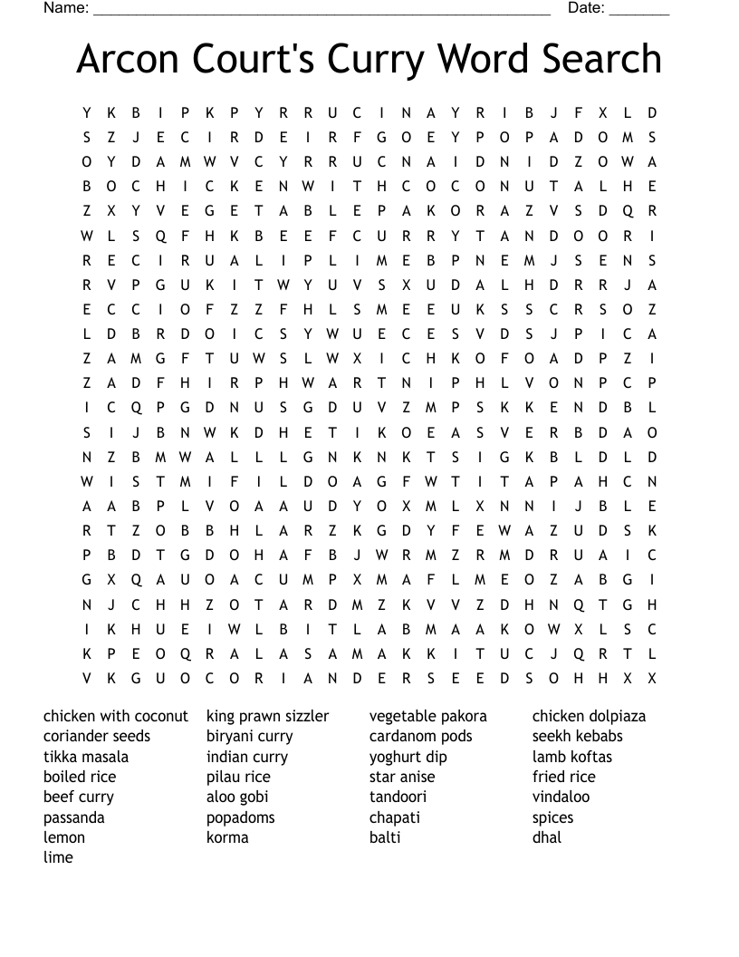 Food Of India Word Search WordMint Food Of India Word Search WordMint