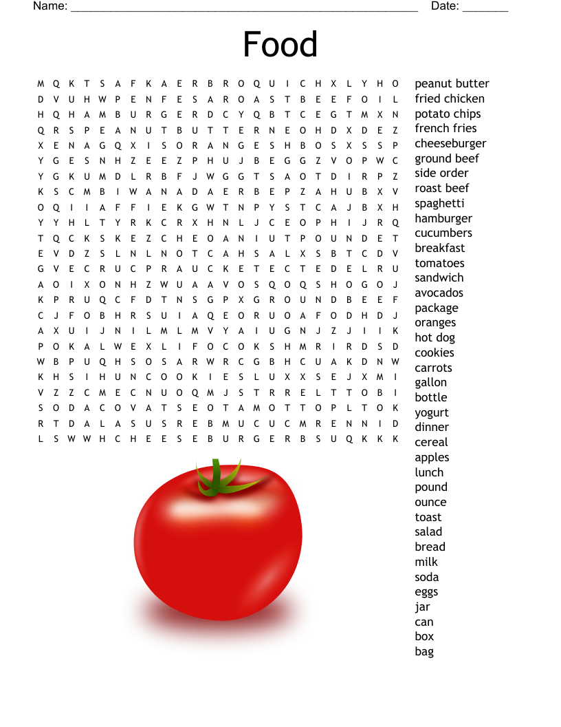Food Word Search WordMint