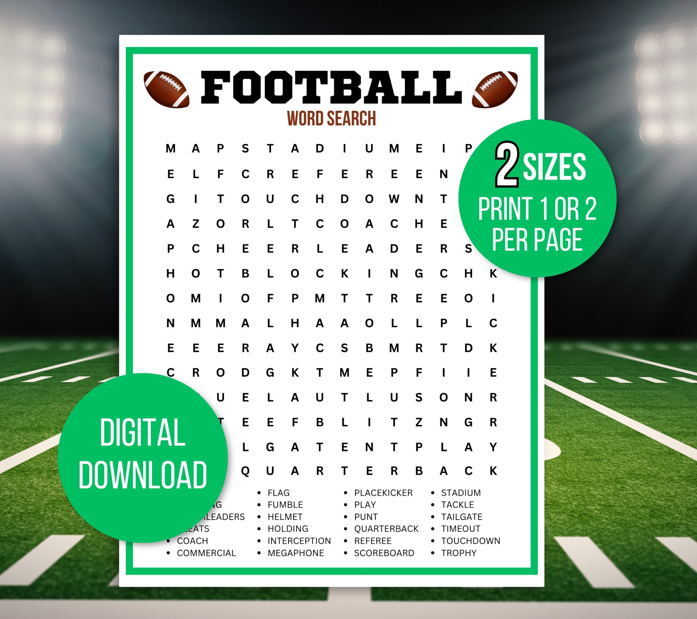Free Printable Football Word Search Puzzles