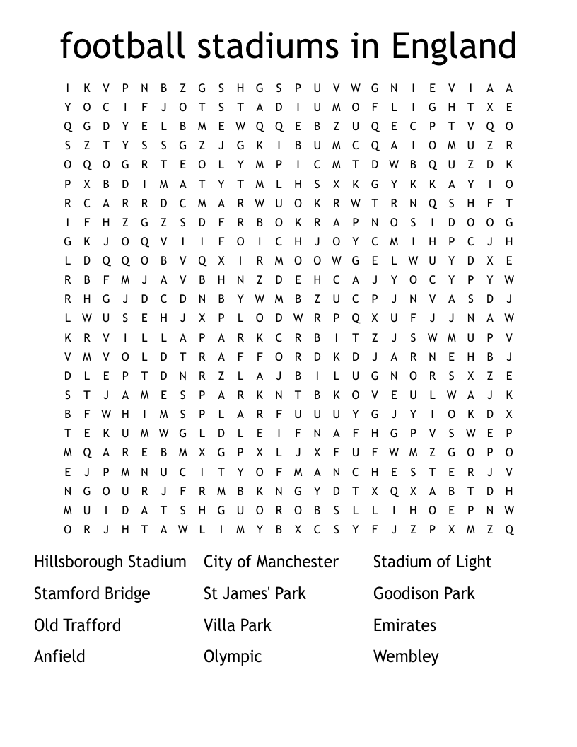 Football Word Search WordMint Football Word Search WordMint