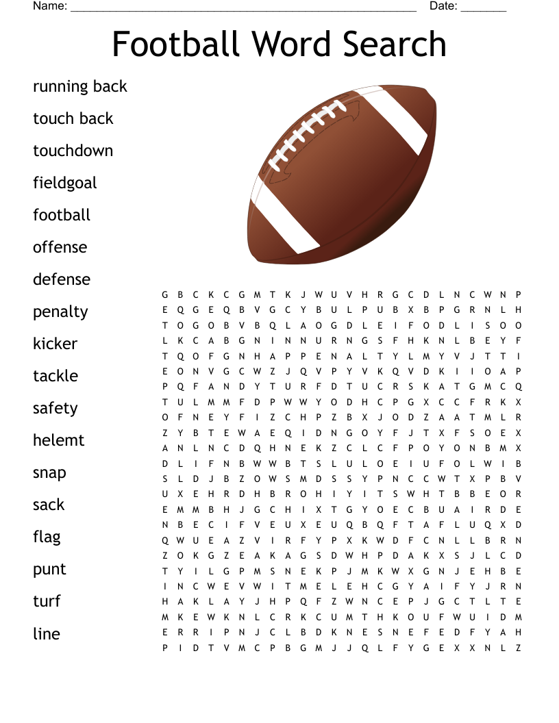 Football Word Search WordMint
