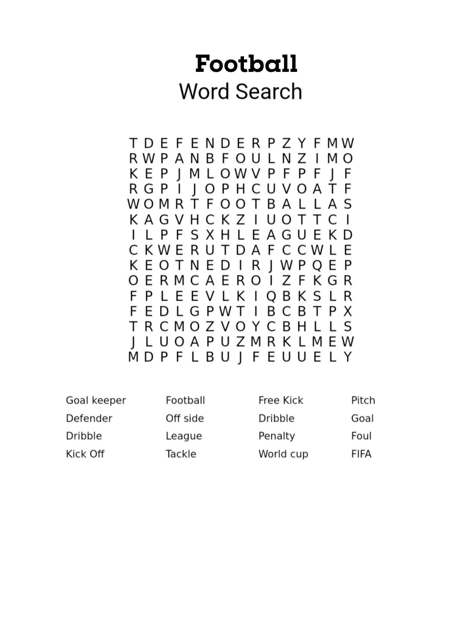 Football Wordsearch Printable Digital Download Football Wordsearch Printable Digital Download