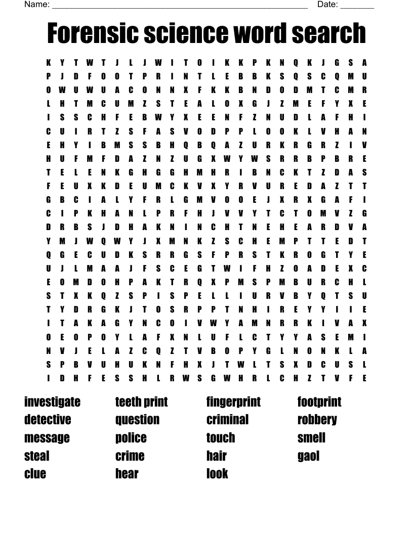 Forensic Science Word Search WordMint Forensic Science Word Search WordMint