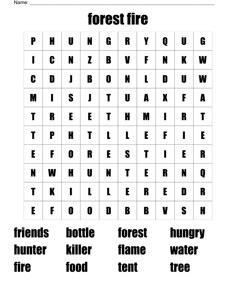 Forest Fire Word Search WordMint