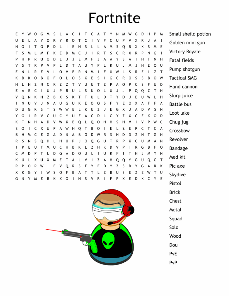 Fortnite Word Search WordMint