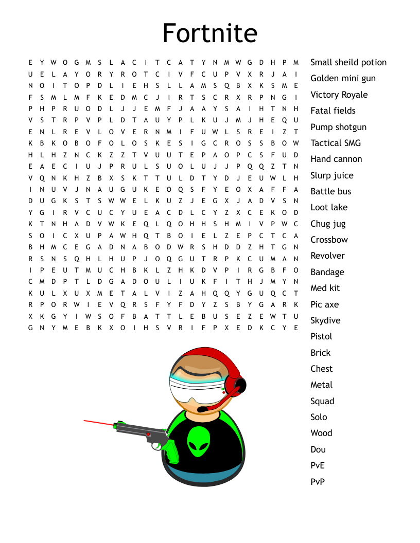 Fortnite Word Search WordMint