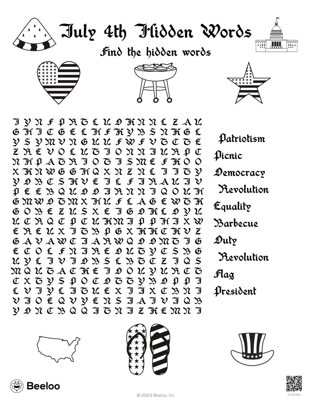 Fourth Of July themed Word Searches Beeloo Printable Crafts And Activities For Kids