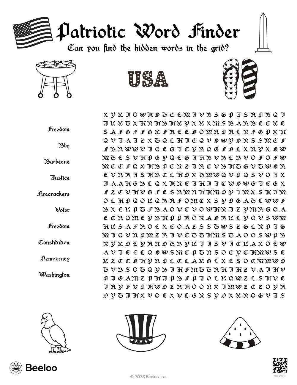 Free Patriot Day Word Search Printable