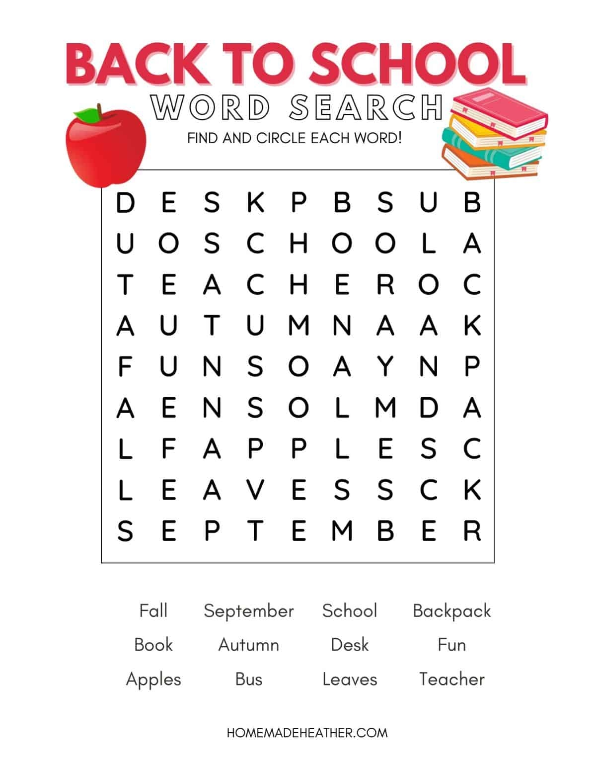Free Back To School Word Search Printable Homemade Heather Free Back To School Word Search Printable Homemade Heather