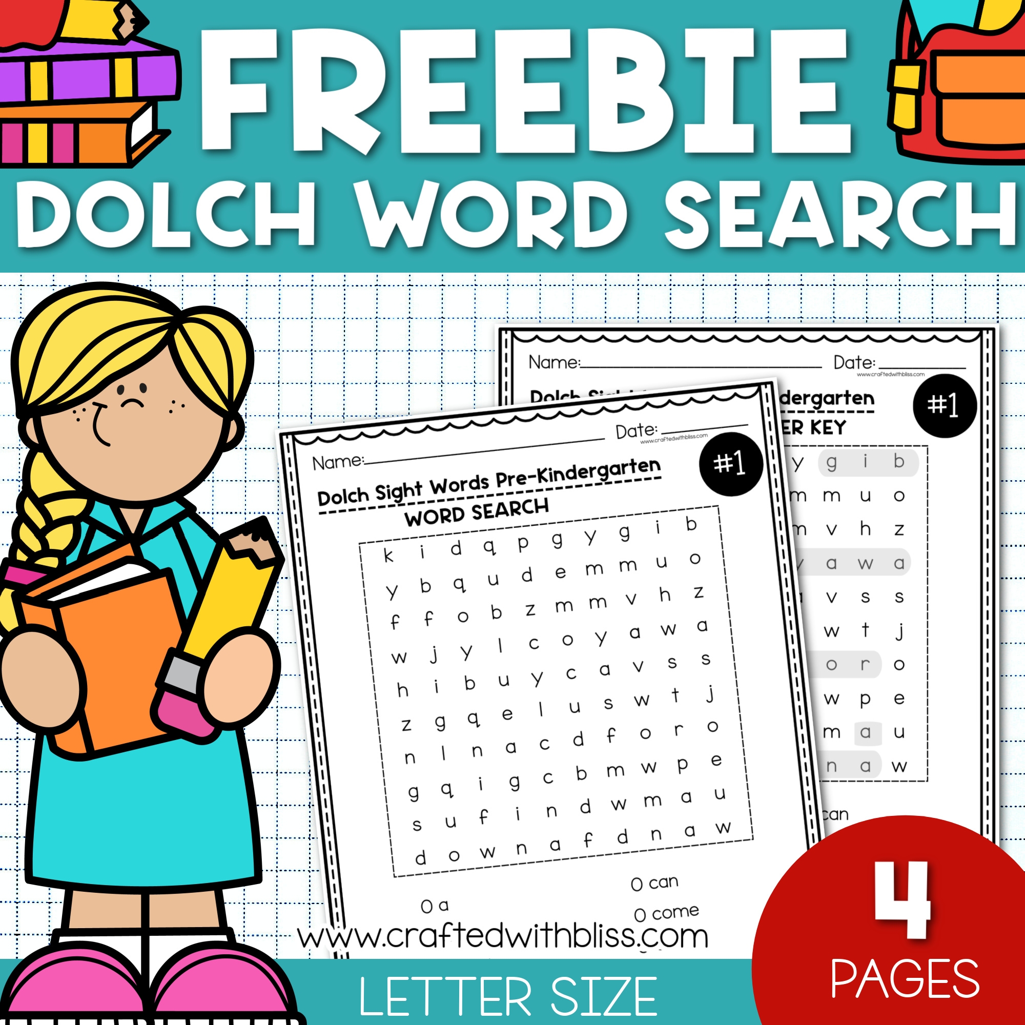 FREE Dolch Pre K Sight Words Word Search For Early Readers Literacy Center 24 Downloads Made By Teachers