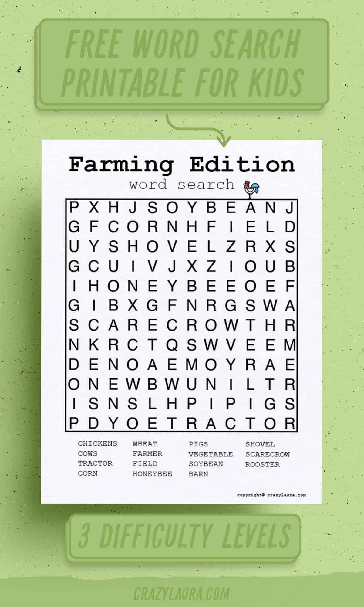 Agriculture Word Search Printable