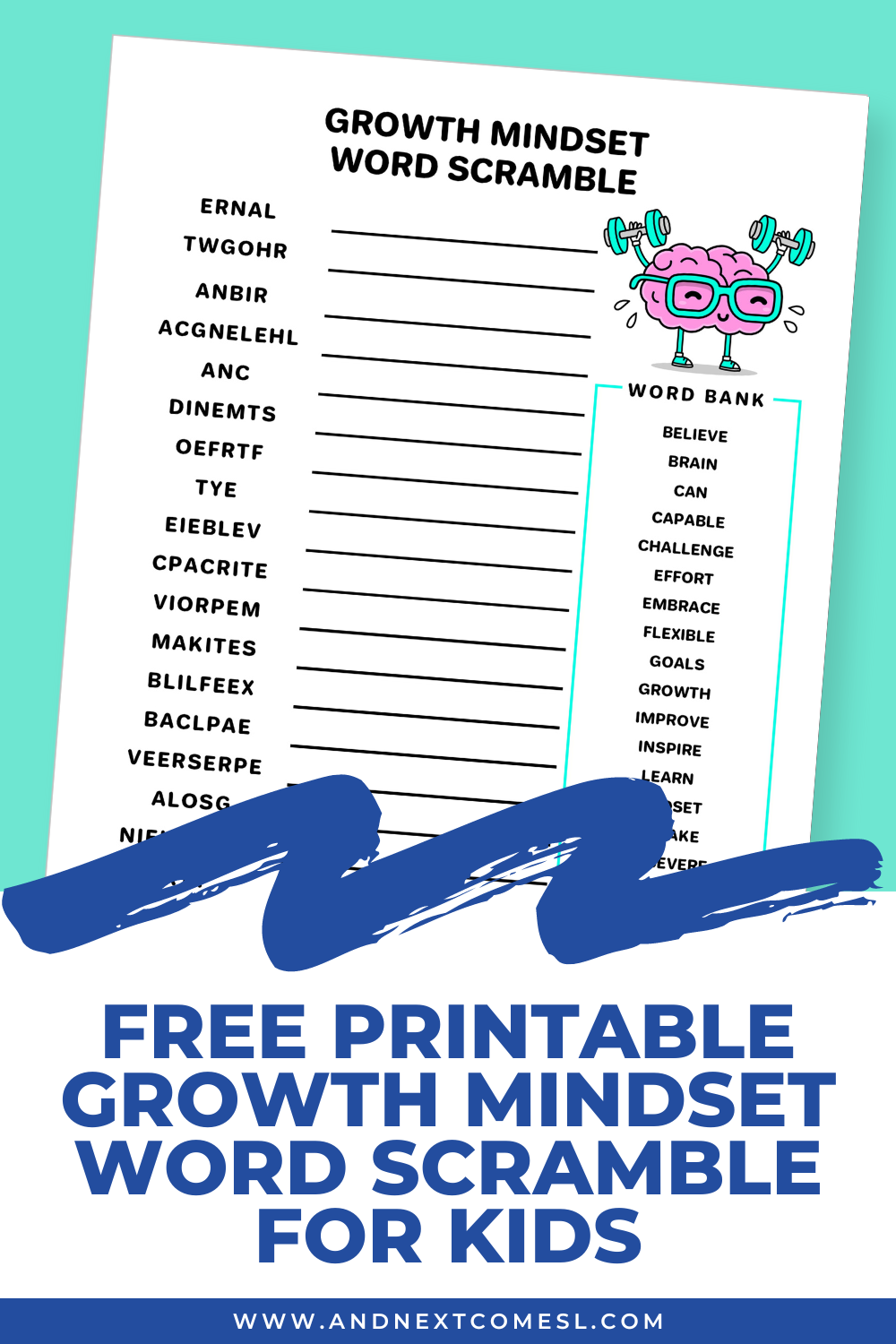 Growth Mindset Word Search Free Printable