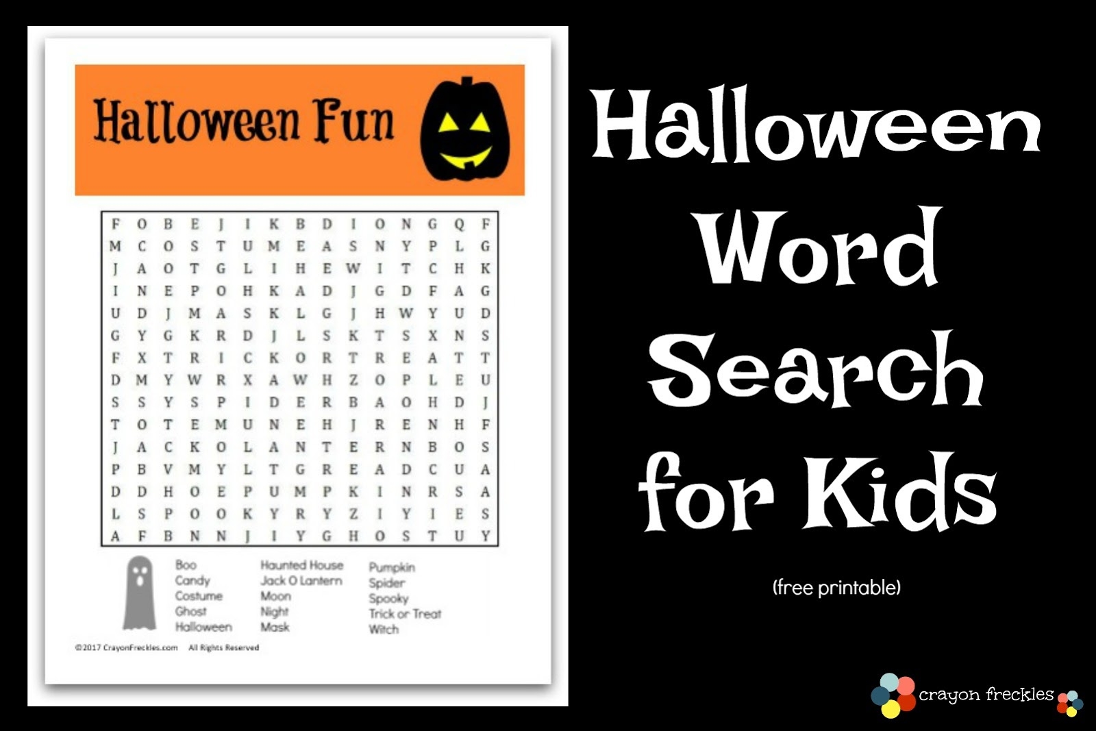 Easy Halloween Word Search Printable
