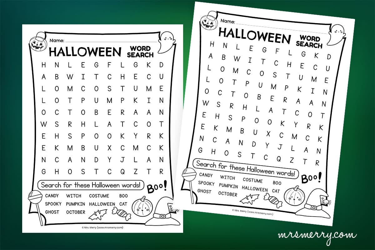 Halloween Word Searches Printable Middle School