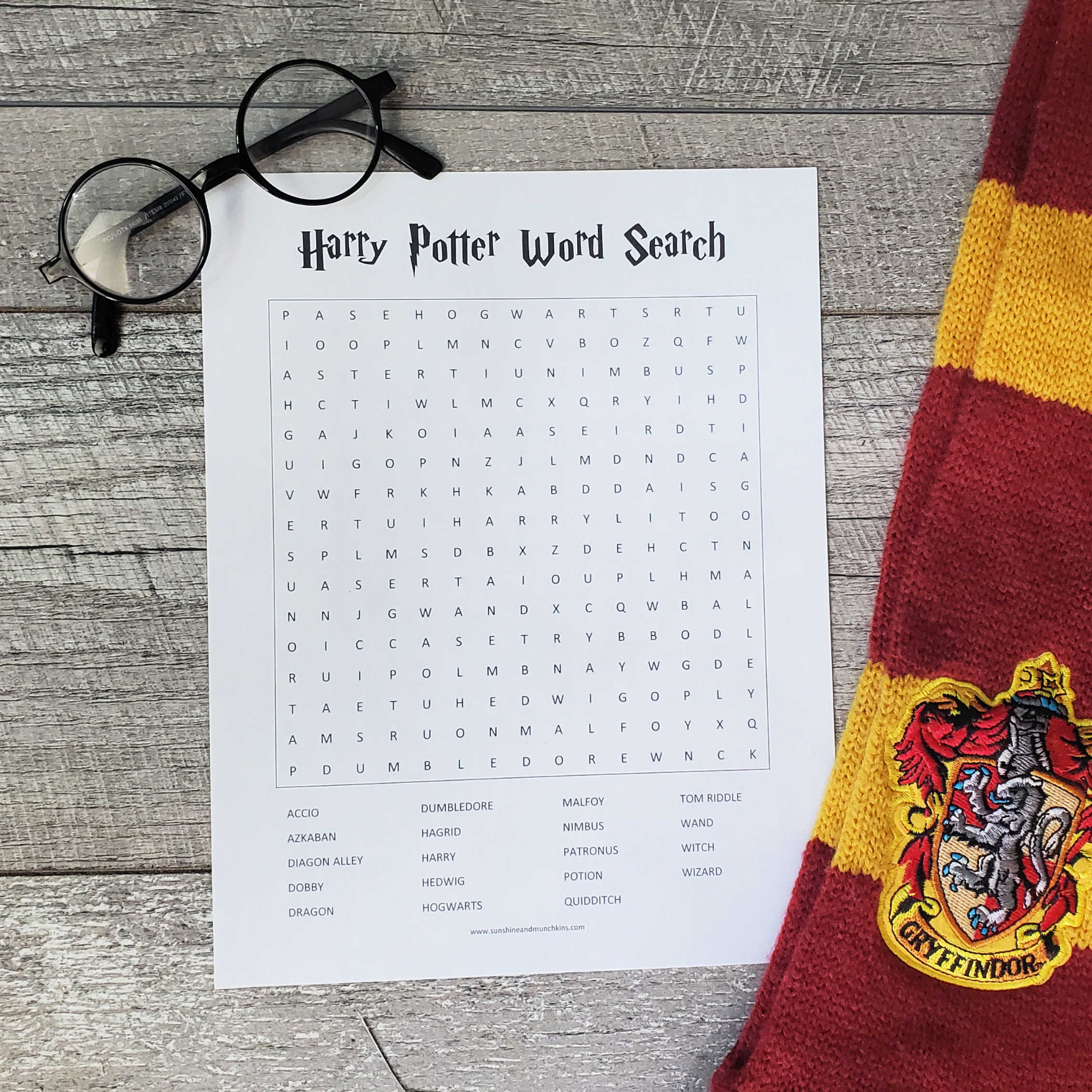 Harry Potter Word Search Printable Free