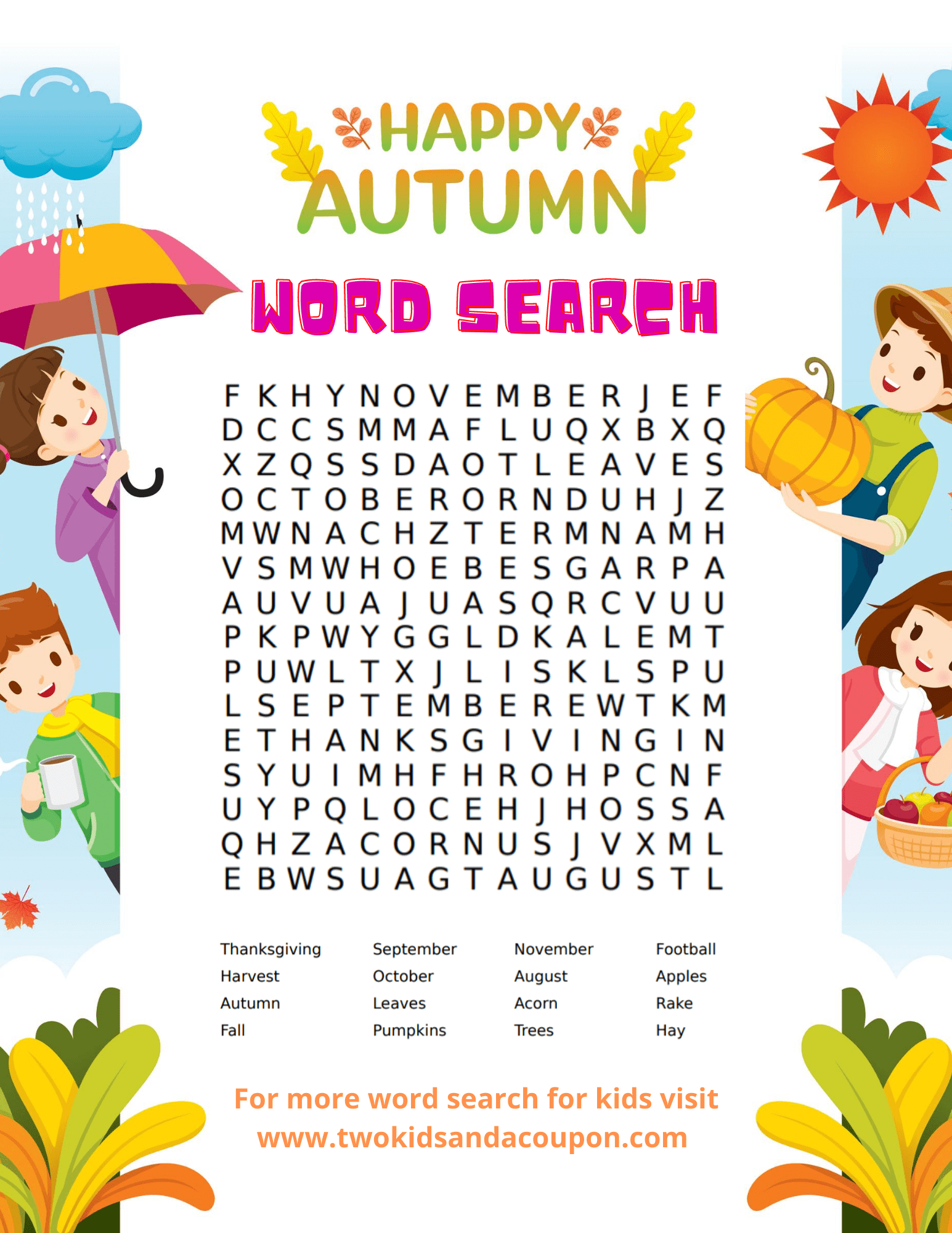 Free Printable Word Search For Kids