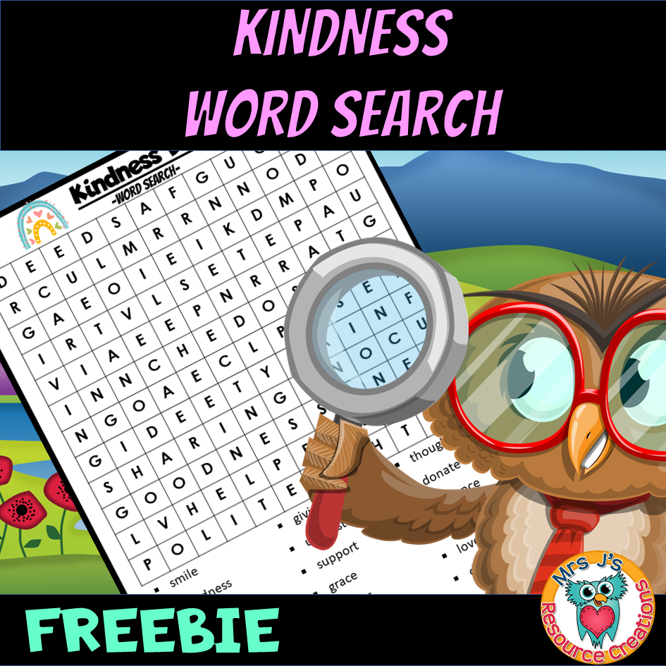 FREE Kindness Word Search Activity Mrs J s Resource Creations