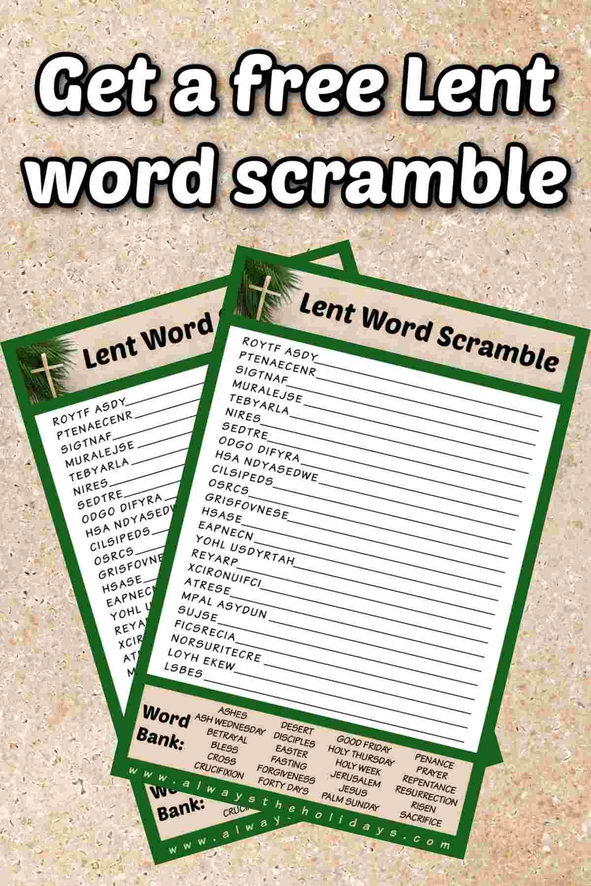 Lenten Word Search Printable