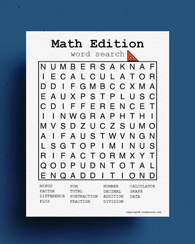 Free Math Word Search Printable Games PDF Sheets Crazy Laura Worksheets Library Free Math Word Search Printable Games PDF Sheets Crazy Laura Worksheets Library