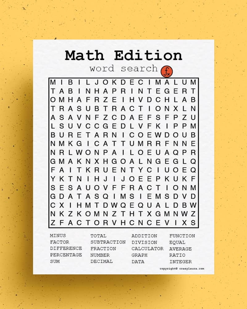 Free Math Word Search Printable Games PDF Sheets Crazy Laura Free Math Word Search Printable Games PDF Sheets Crazy Laura