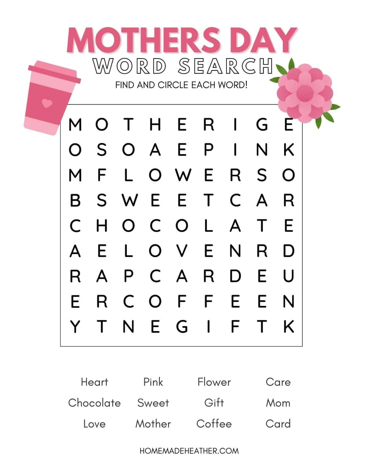Free Mothers Day Word Search Printable Homemade Heather Free Mothers Day Word Search Printable Homemade Heather