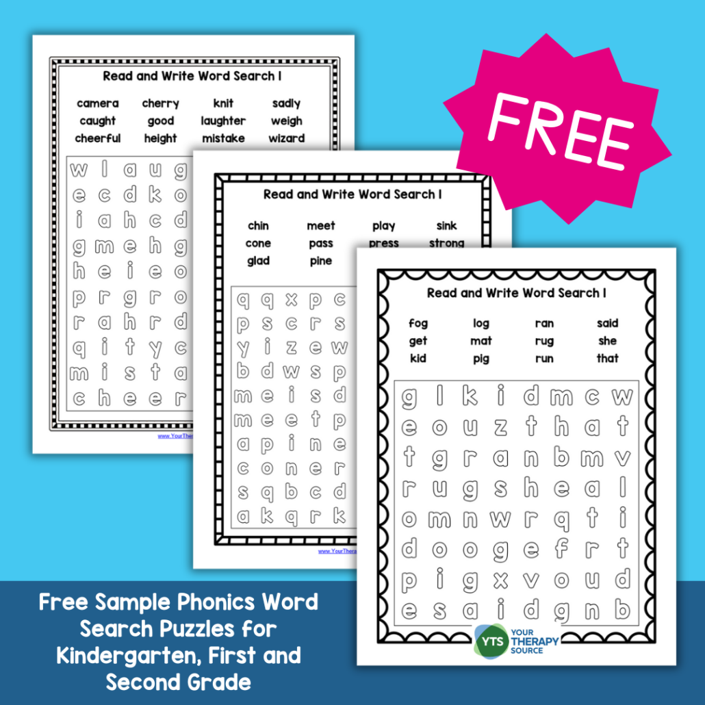 Free Phonics Word Search Puzzles Printable Sample Pages Your Therapy Source