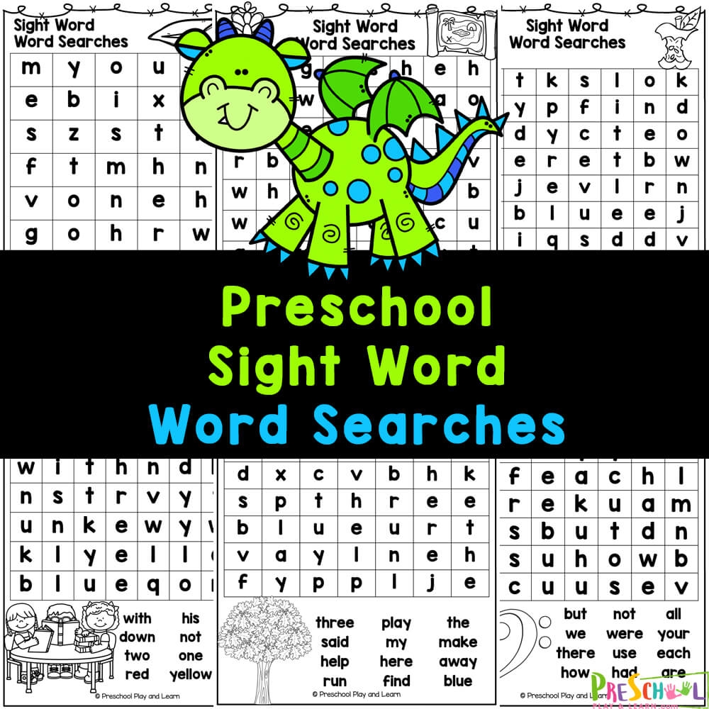 FREE Preschool Word Searches Fun Sight Word Worksheets 