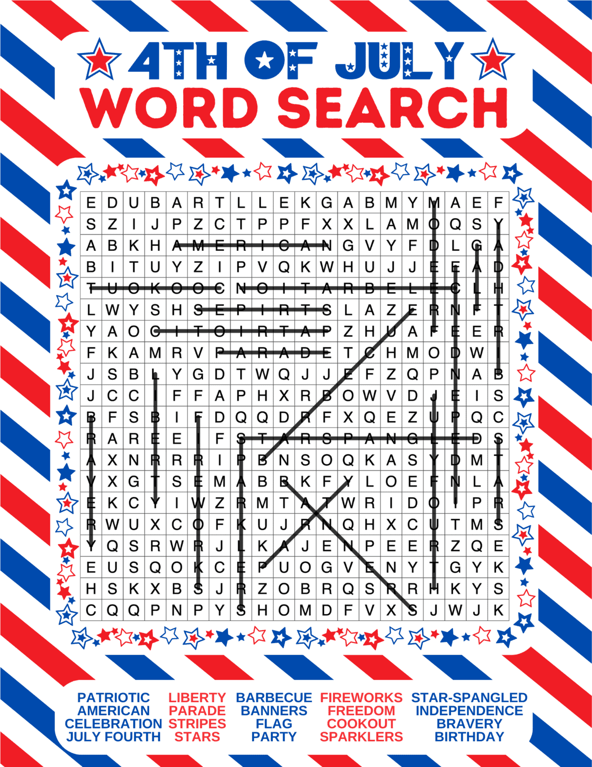 Free Printable 4th Of July Word Search Prudent Penny Pincher