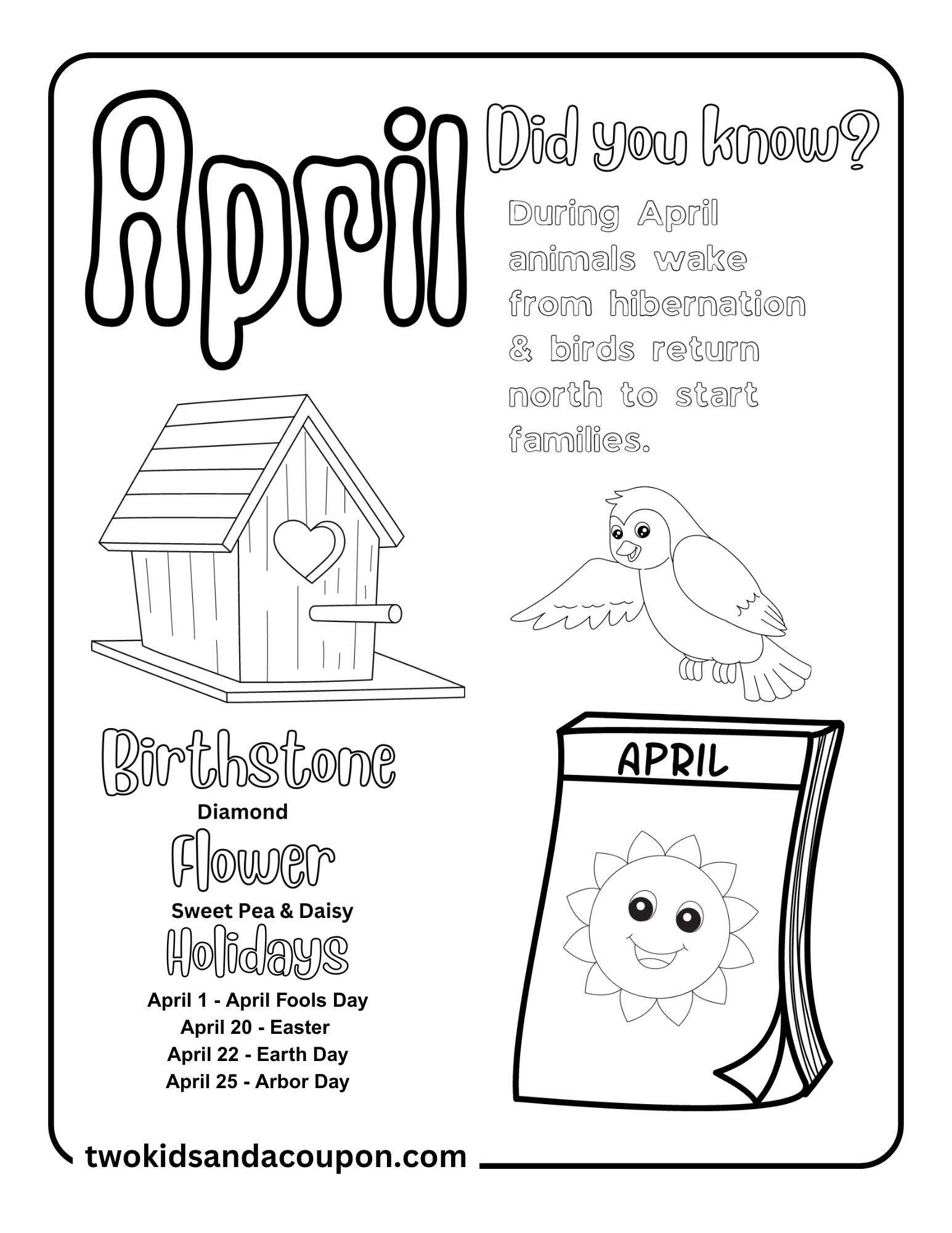Free Printable April Word Search Puzzle