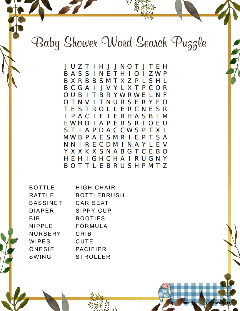 Baby Word Search Printable