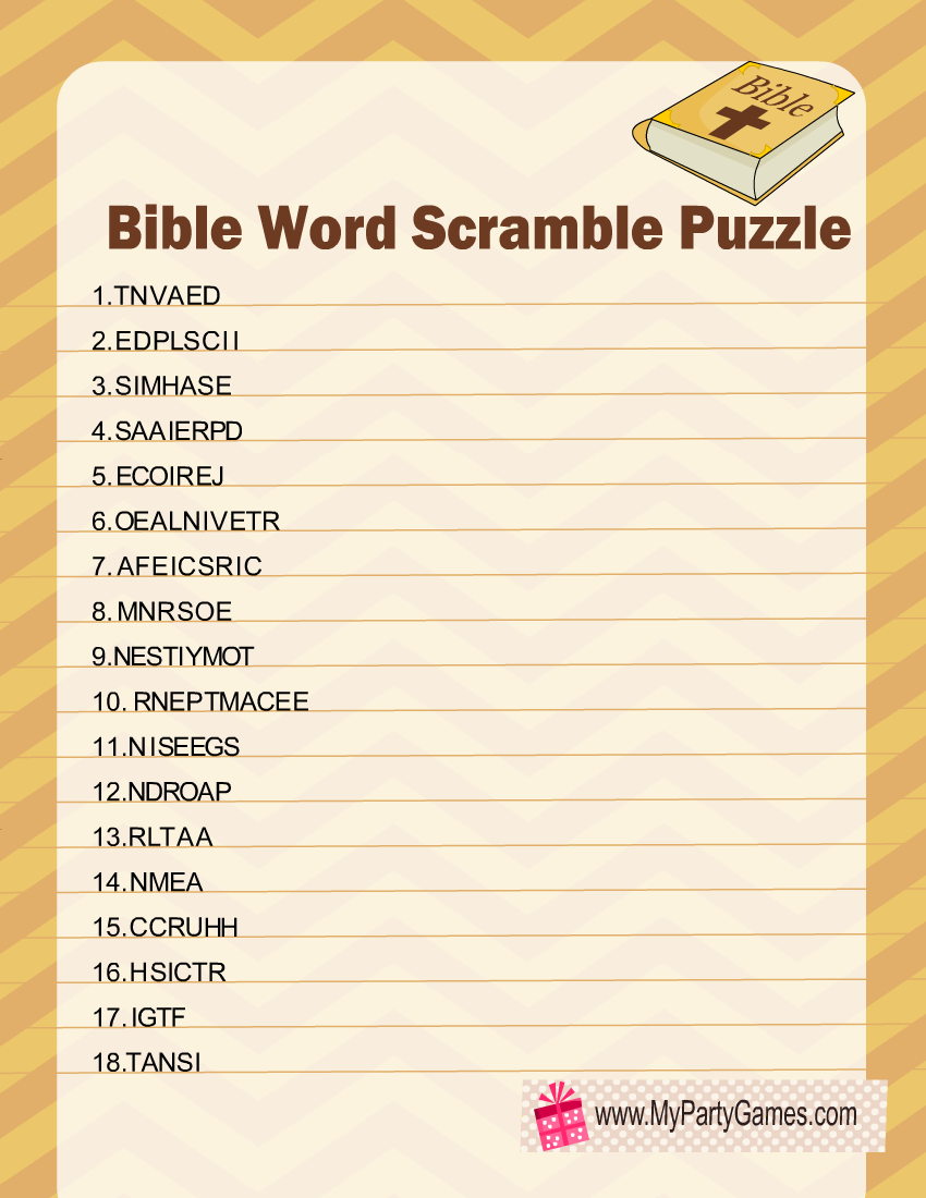 Free Printable Bible Word Scramble Puzzles