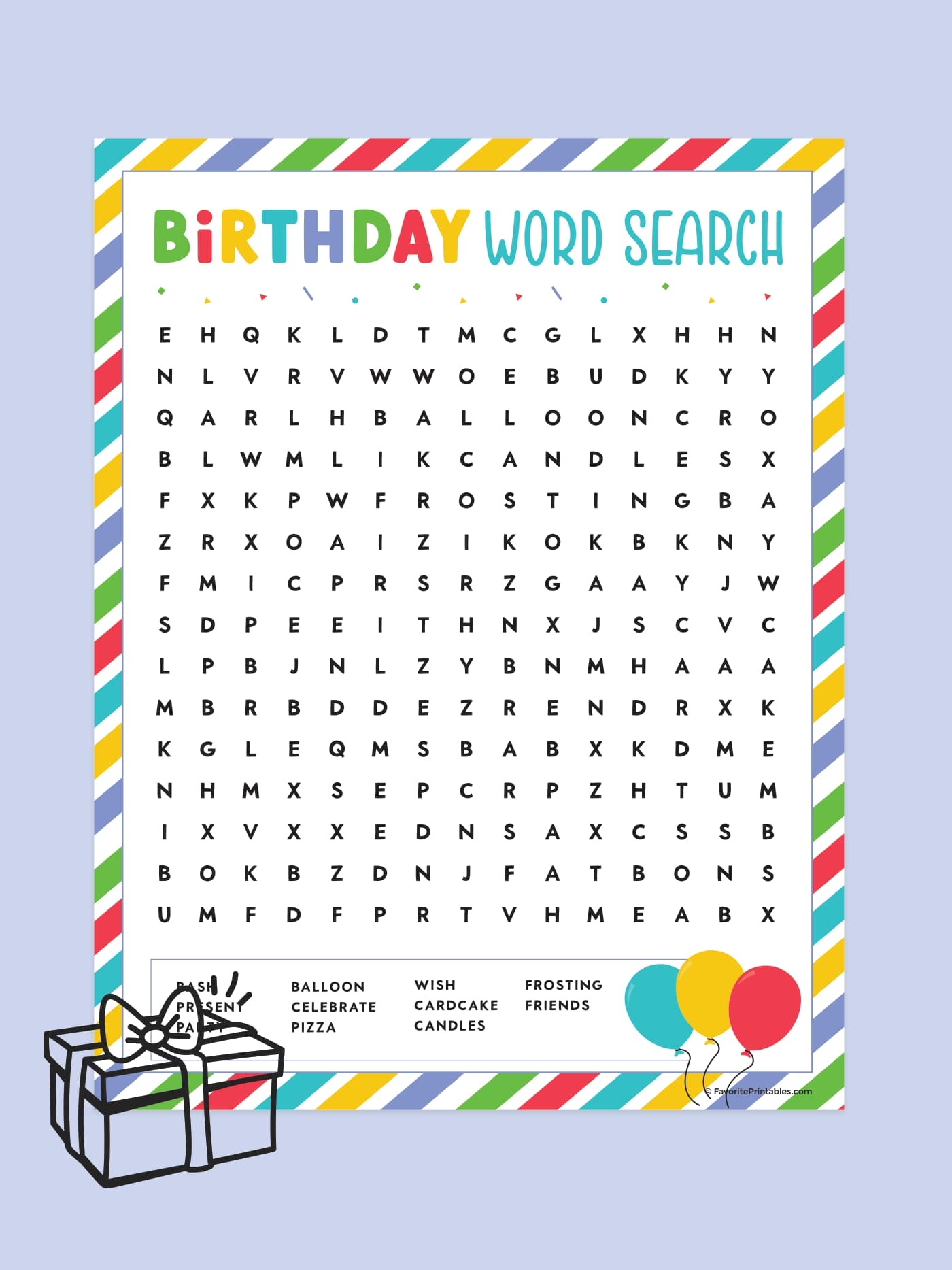Free Printable Birthday Word Search For Kids Favorite Printables