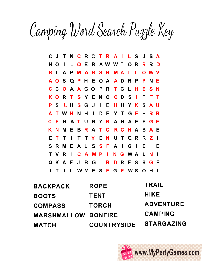 Printable Word Searches About Camping Printable Word Searches About Camping