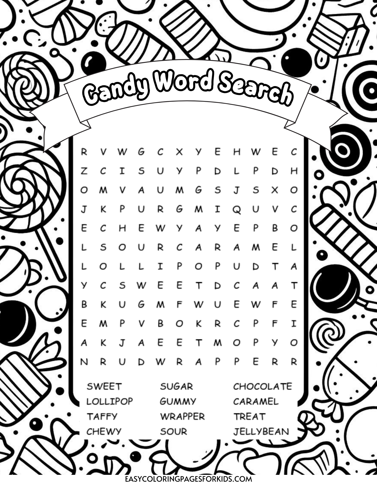 Free Printable Chocolate Word Search