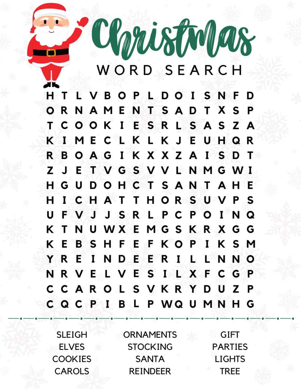 Large Print Word Search Printable Christmas