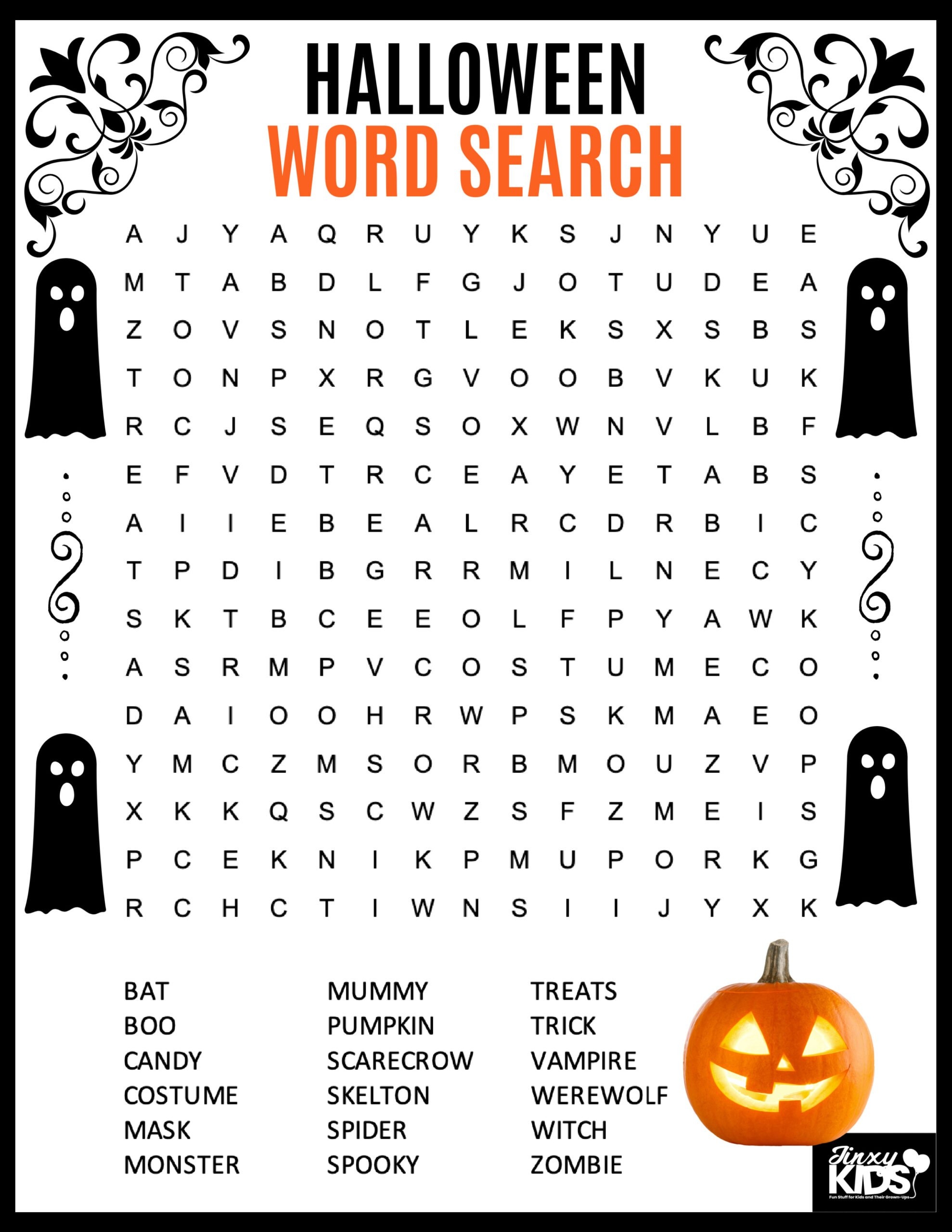 Word Search Games Printable Halloween