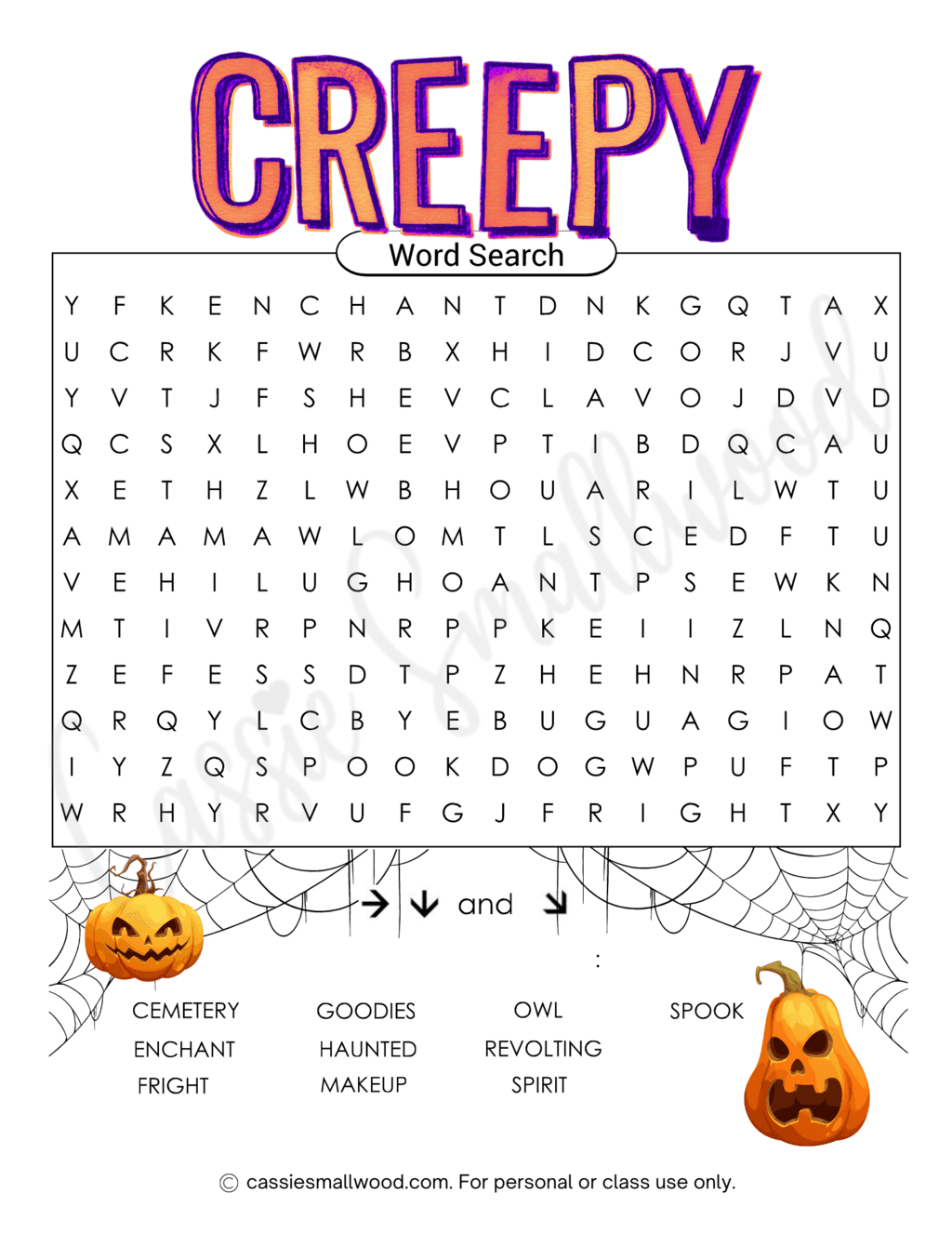 Free Halloween Word Search Printable