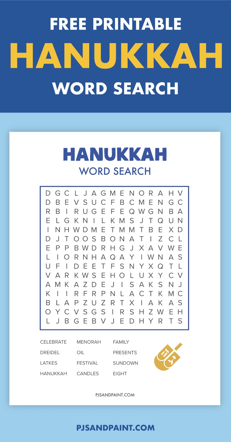 Free Printable Hanukkah Word Search Pjs And Paint