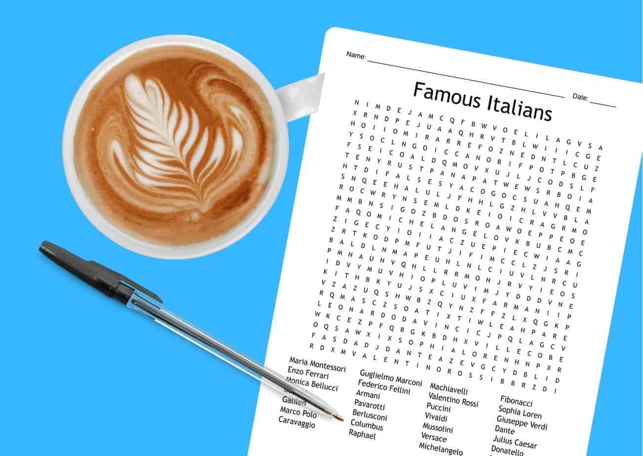 FREE PRINTABLE ITALY WORD SEARCHES 10 Puzzles On Food Fashion People Landmarks And More Mom In Italy