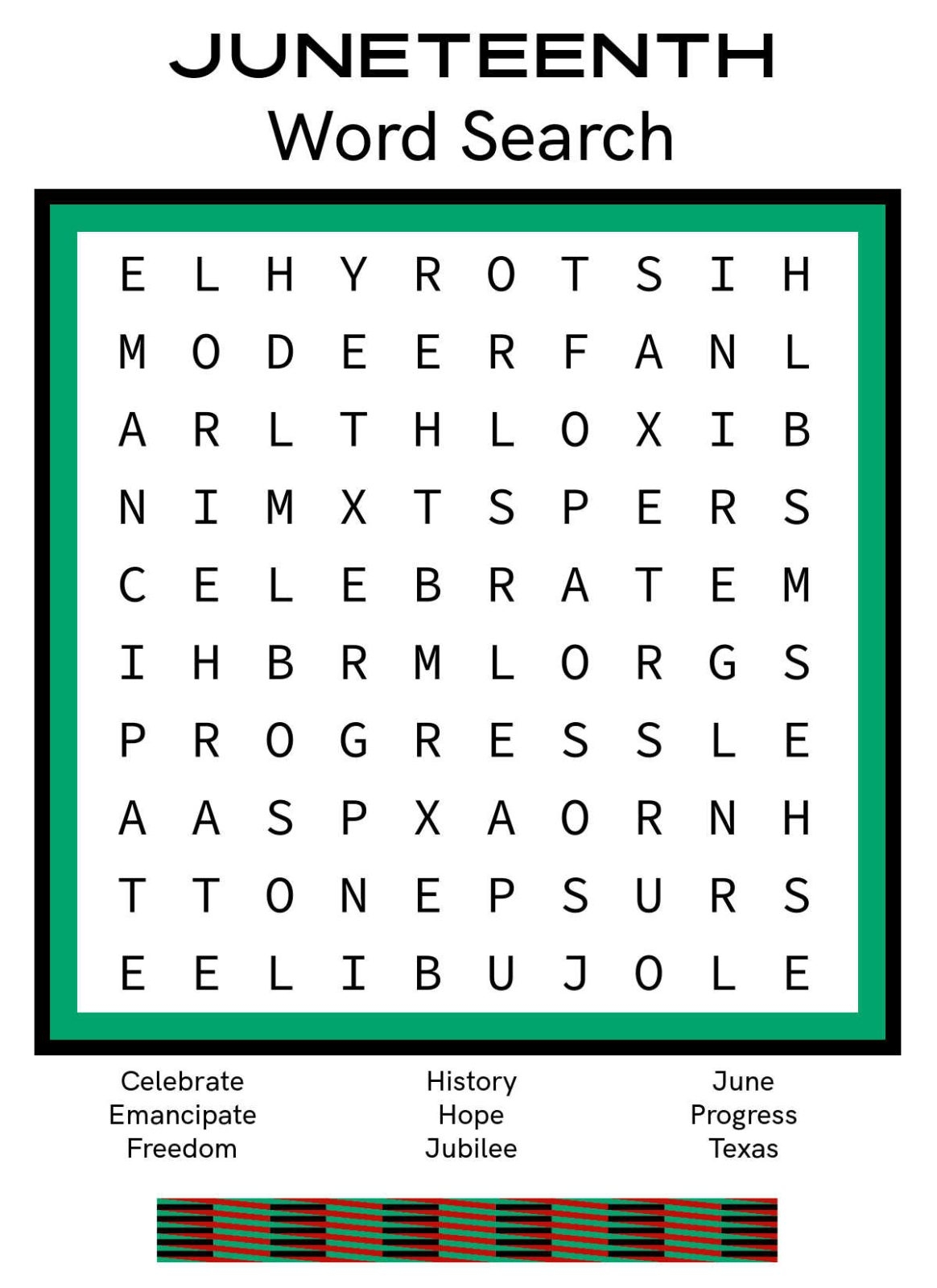 Juneteenth Word Search Printable