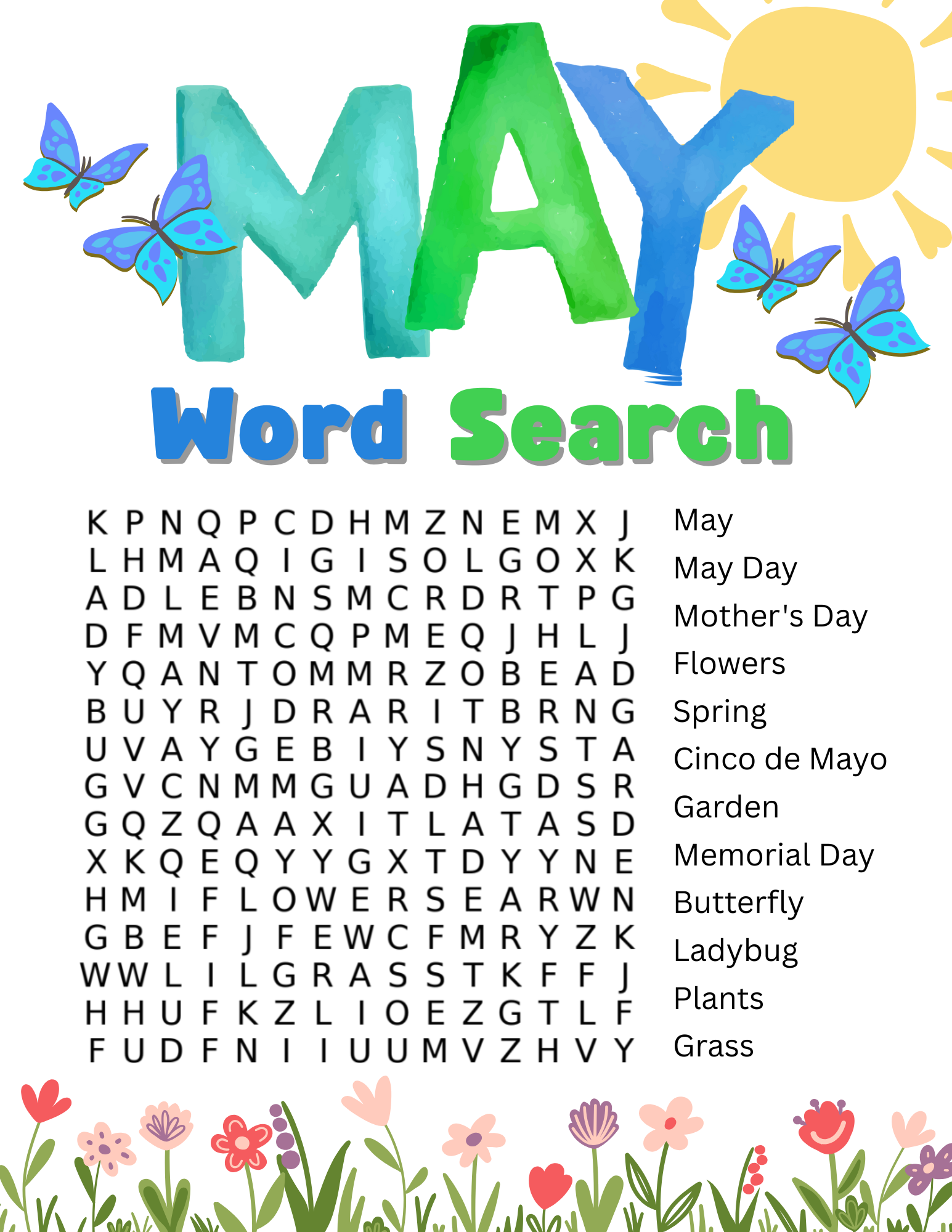 Free Printable Kids Word Search