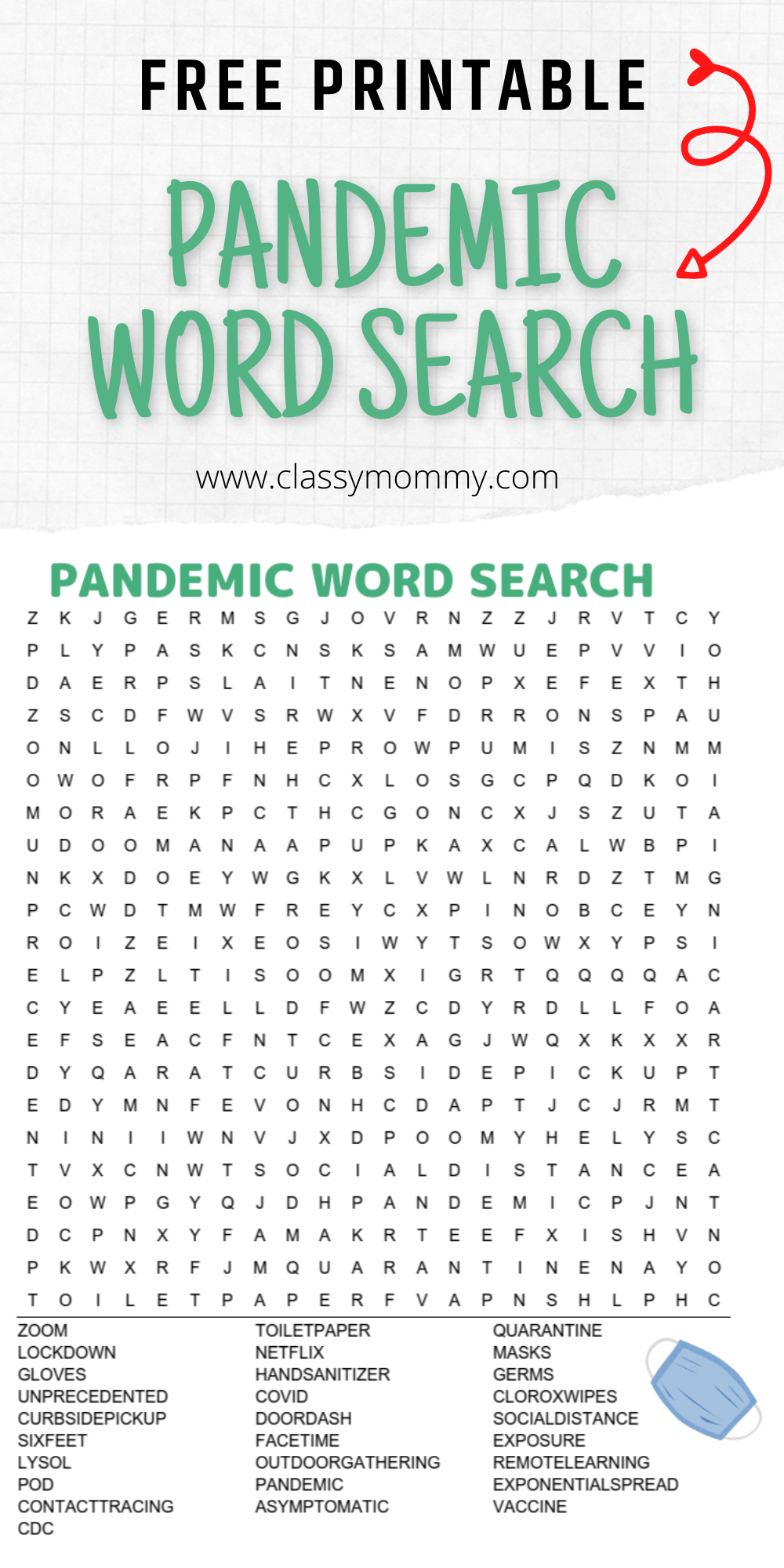 Free Printable Pandemic Word Search Classy Mommy Free Printable Pandemic Word Search Classy Mommy