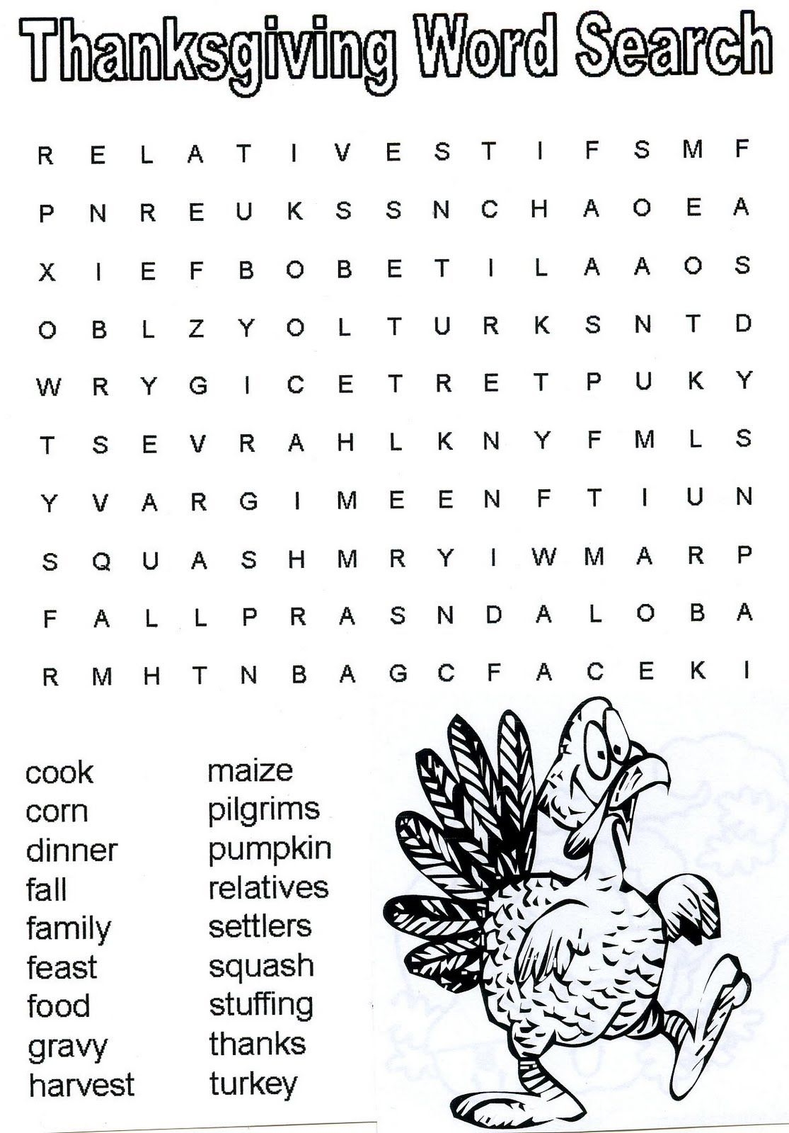 Free Printable Pilgrims Word Search