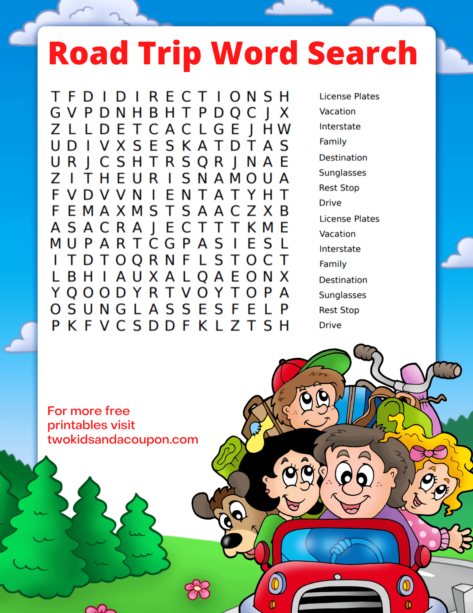 Free Printable Travel Word Search