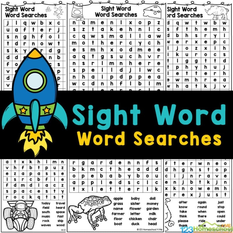 Kids Sight Word Search Printable