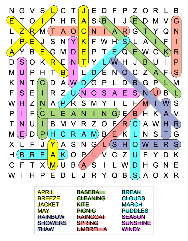 Spring Break Word Search Printable Pdf