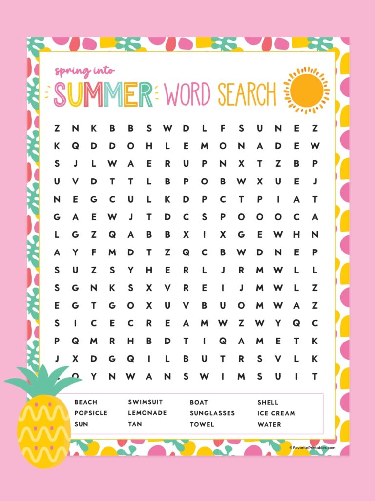 Free Printable Summer Word Search Favorite Printables